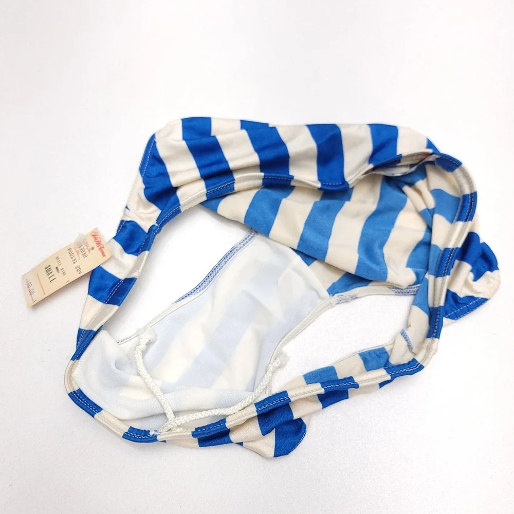 Occhi di Mare Mens S Vintage Striped Swim Briefs Blue‎ White NWT NEW 80s